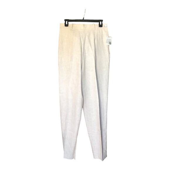 F.L. Malik Beige High Waisted Linen Rayon Tapered Pants Womens Size 12 NWT - Picture 5 of 13